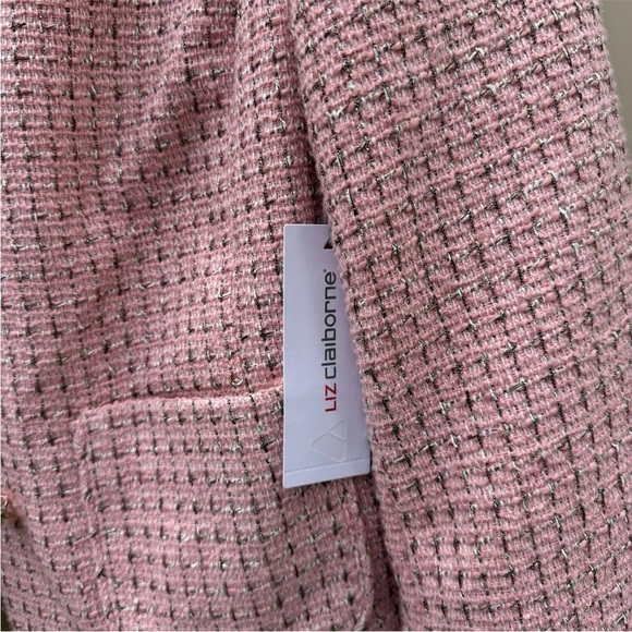 Liz Claiborne Charleston pink blazer jacket faux pearl buttons silver size 4 NWT - Picture 5 of 14